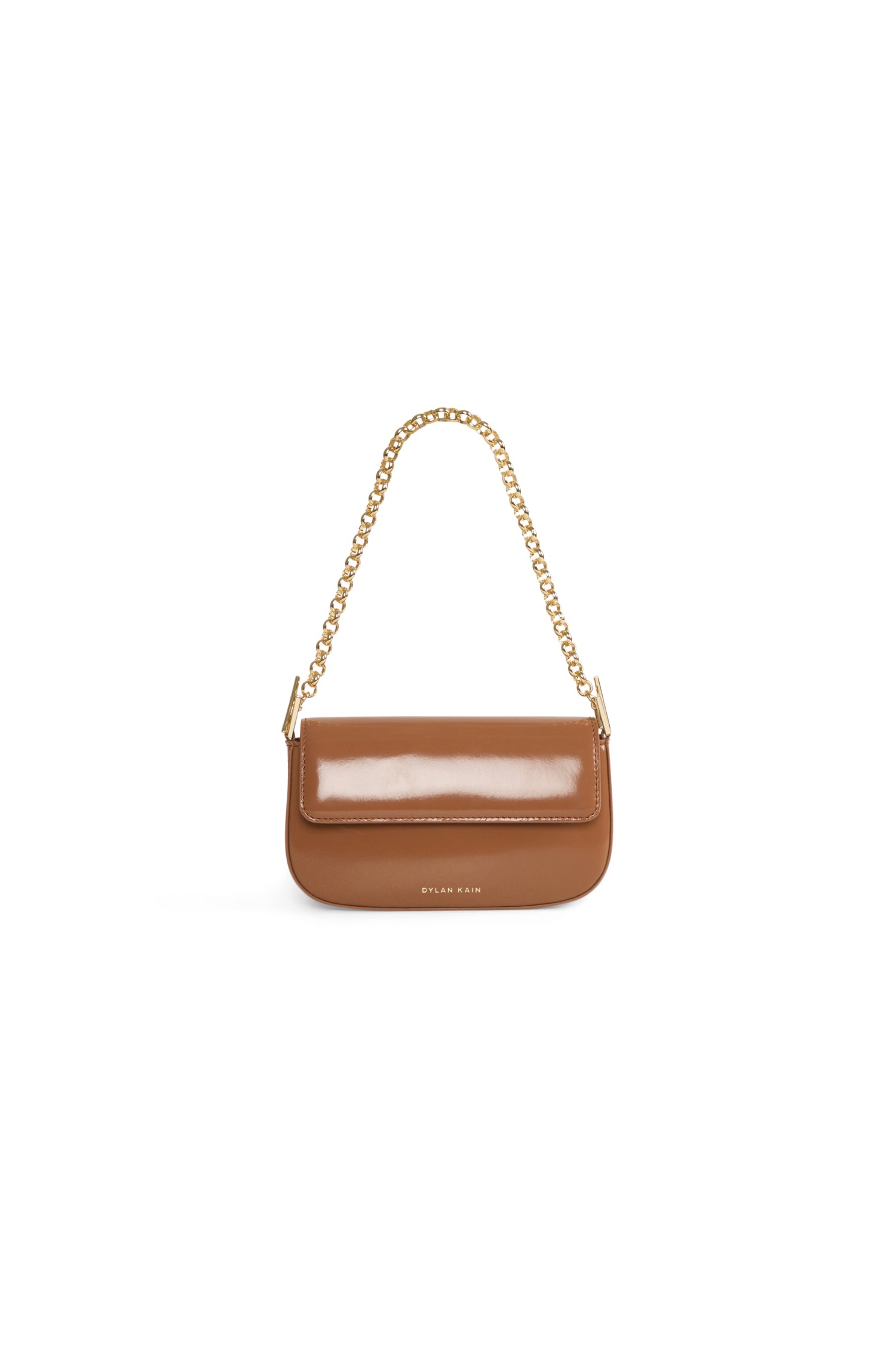 SAMPLE - The Amelia Patent Bag Chocolate Light Gold