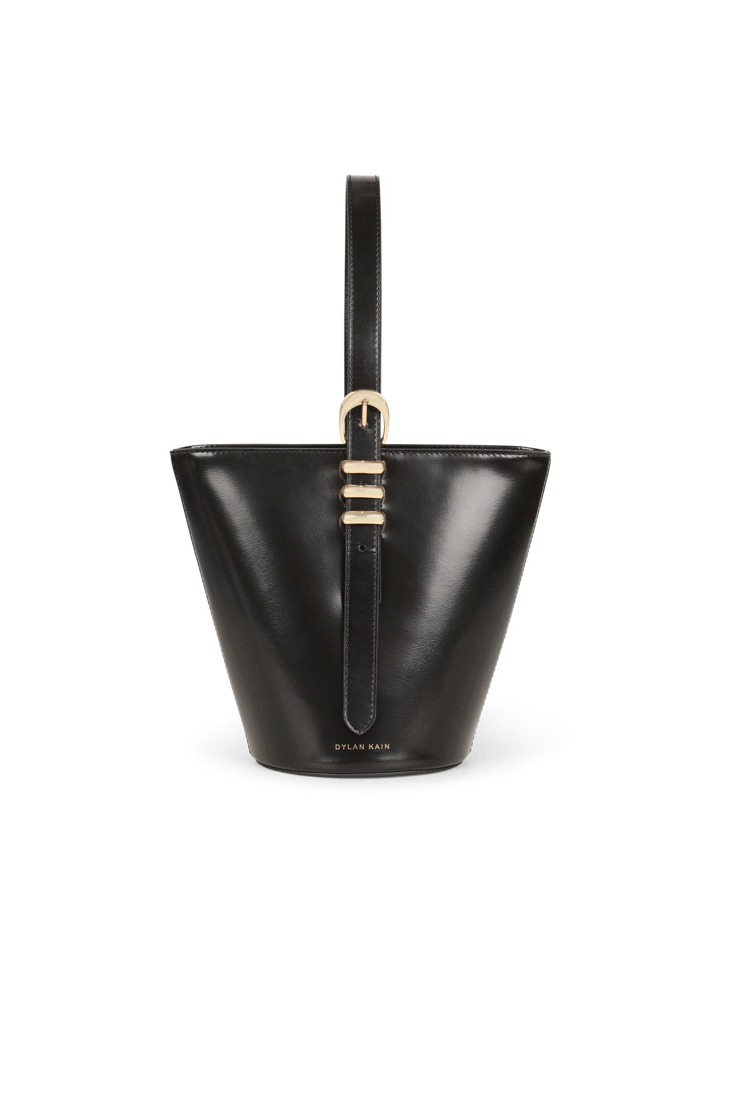 SAMPLE - The Fox Bucket Bag Black Light Gold - with chain
