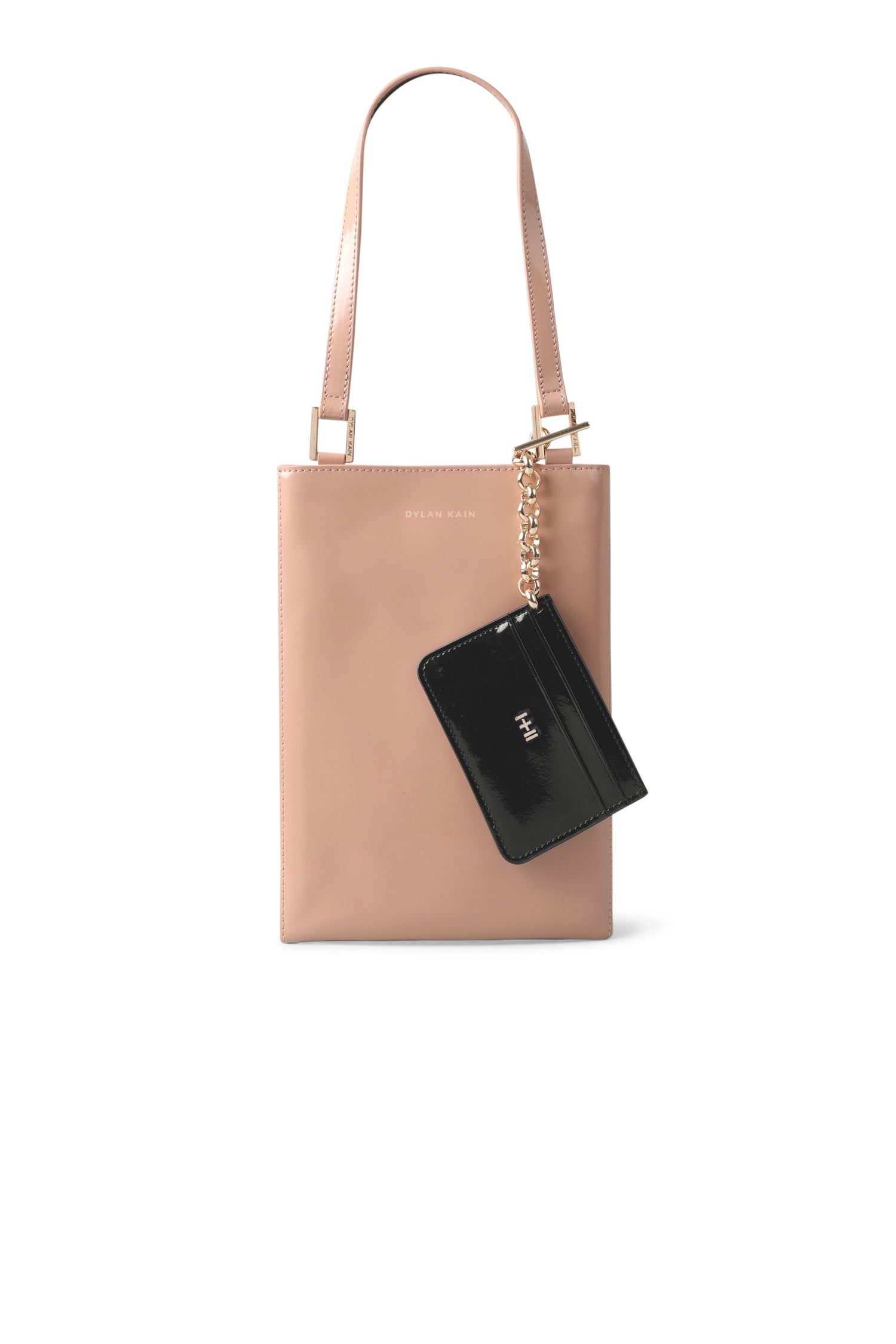 The Ella Patent Phone Bag Fawn - Gift Edit