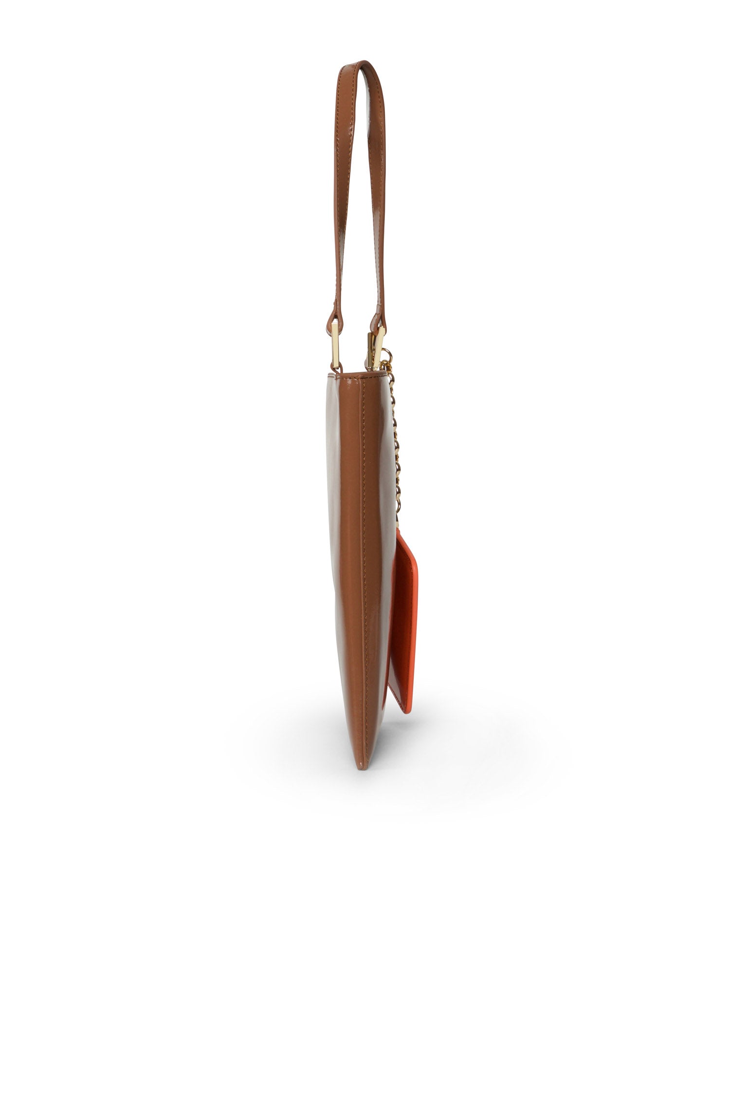 SAMPLE - The Ella Patent Phone Bag Chocolate